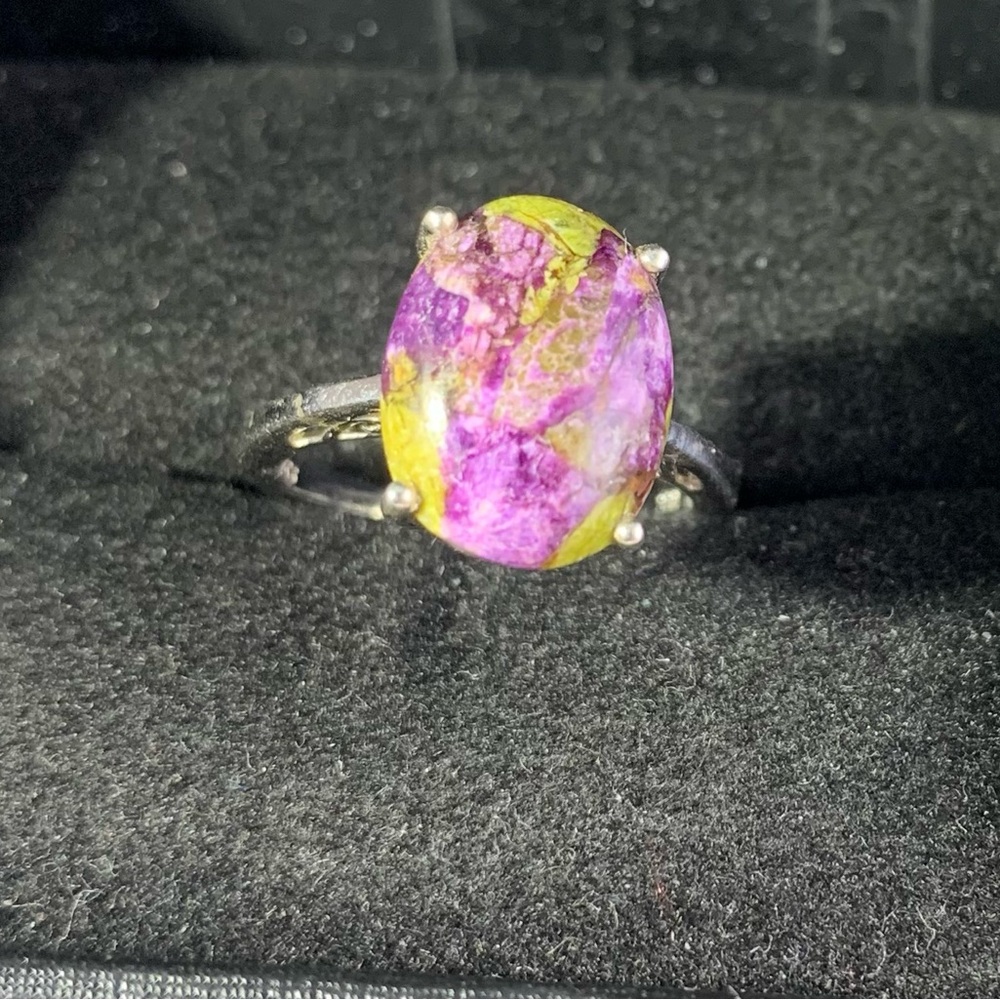 VINTAGE STERLING SILVER RUBY ZOSITE RING SIZE 6.25